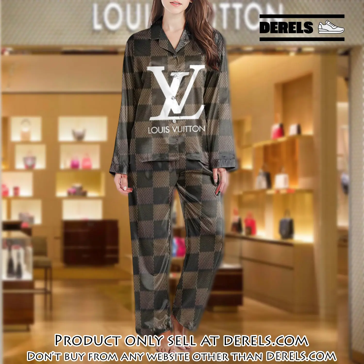 Lv monogram long satin pajama set pjs1025 dr3437964